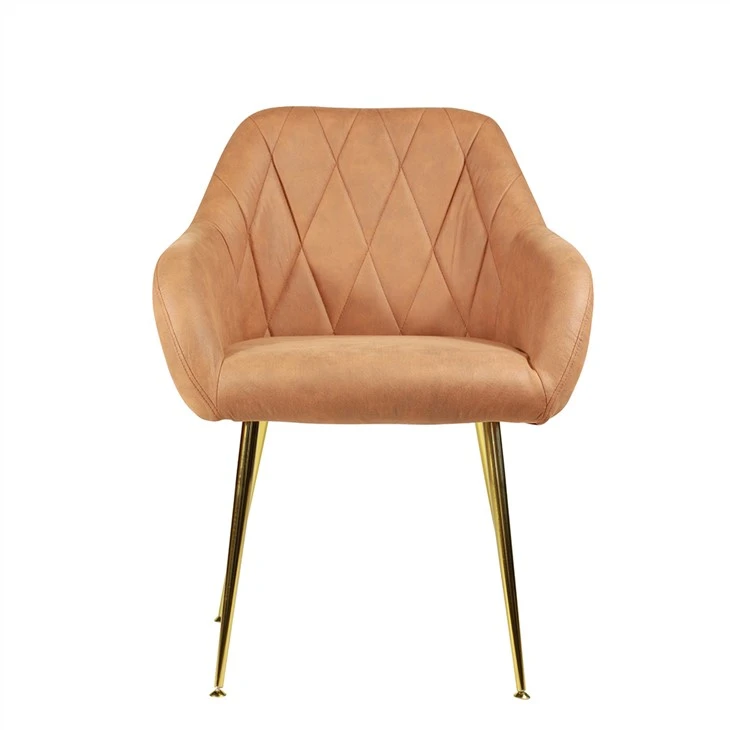 Silla de comedor con patas de metal con pintura dorada
