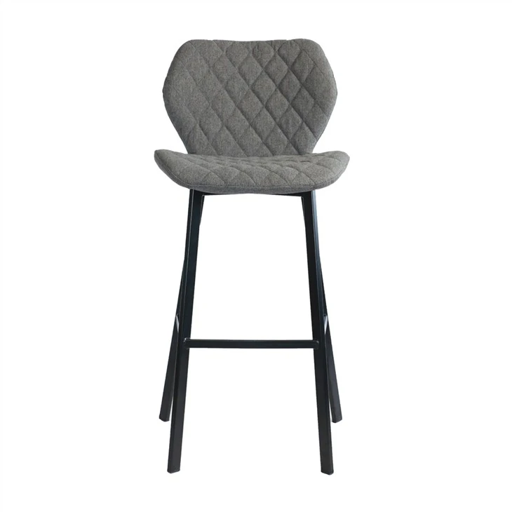 Taburetes de bar grises con respaldo alto