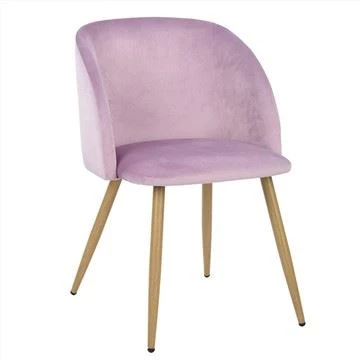 Silla de comedor informal con reposabrazos de tela retro moderna rosa
