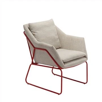 Sillón de tela con patas de acero