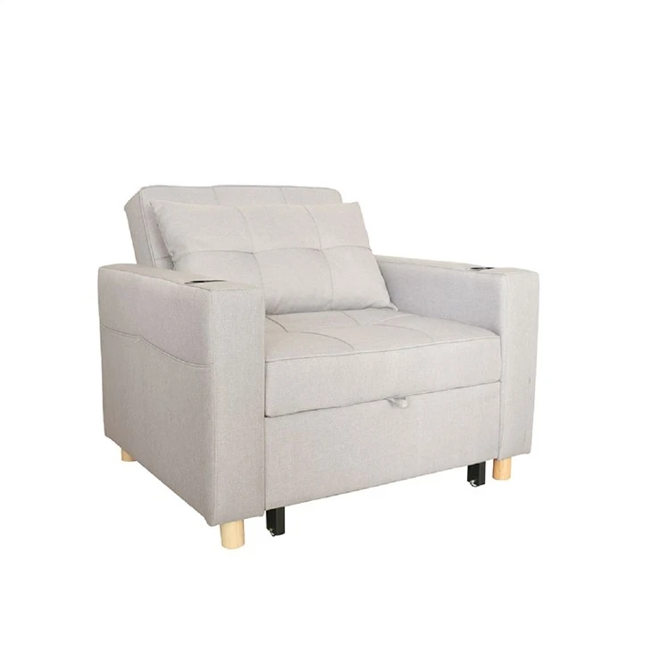 Cama con silla convertible de lino