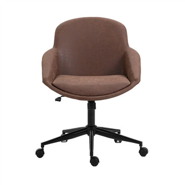 Silla de oficina en casa de piel sintética marrón