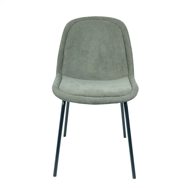 Silla de comedor moderna tapizada en tela verde claro