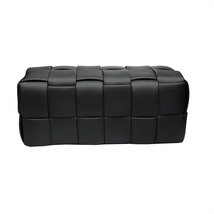 Otomana de almacenamiento de cuero para el hogar, negro