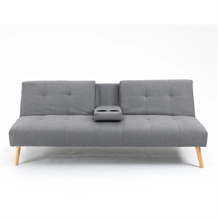 Sofá cama con colchón plegable convertible tapizado en lino
