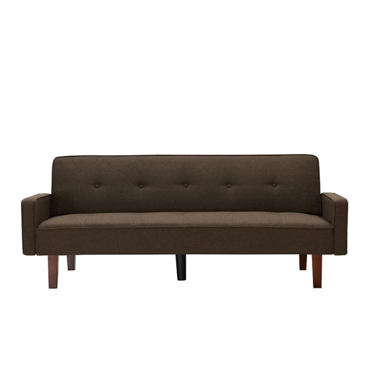 Sofá cama tipo futón tapizado en lino