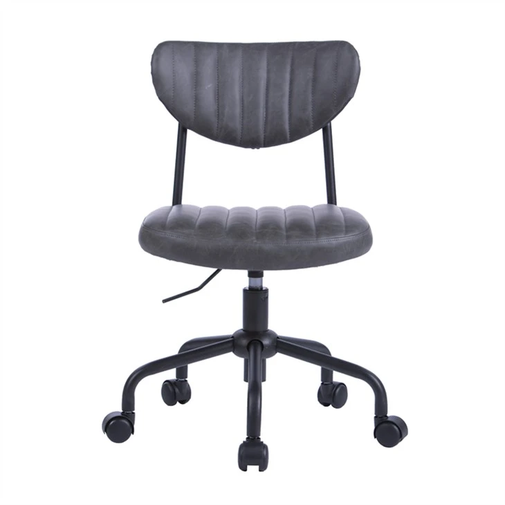 Silla de oficina giratoria sin brazos con respaldo bajo de cuero PU