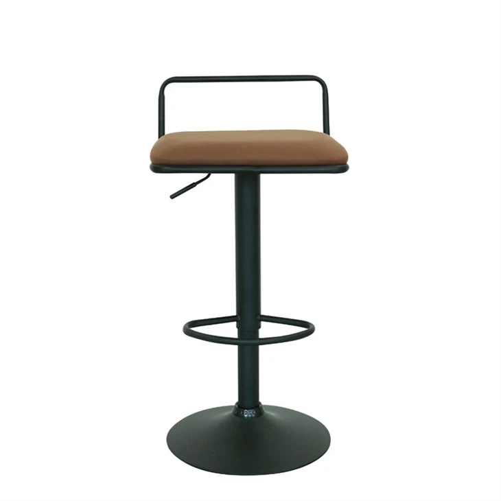 Taburete de bar ajustable en altura, asiento cuadrado, silla de barra giratoria de PU de metal