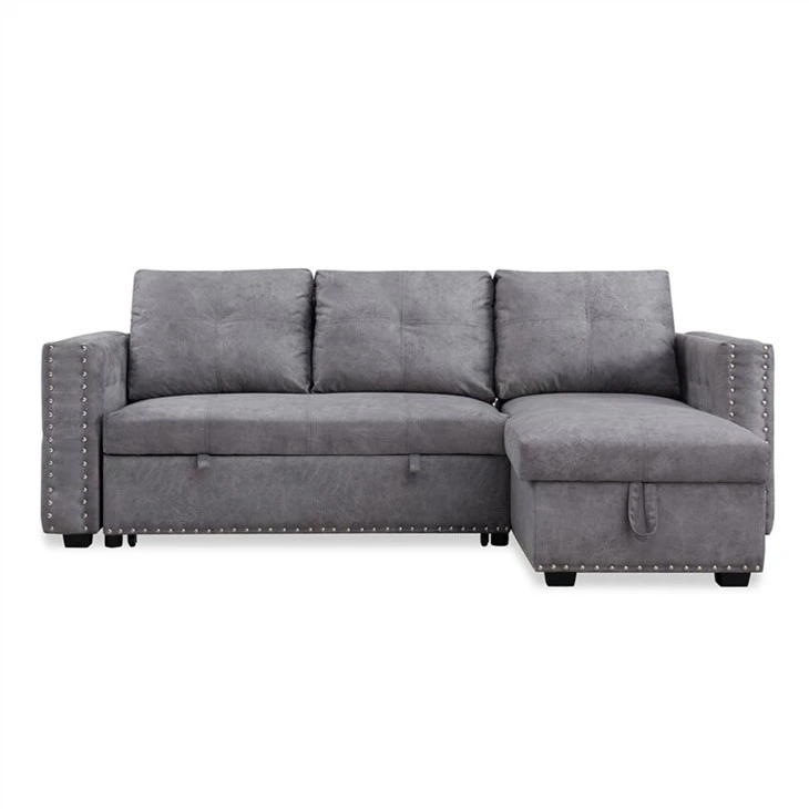 Sofá cama esquinero reversible con almacenamiento de PU