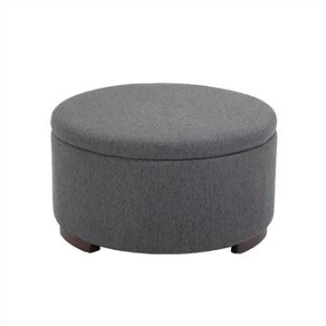 Tela gris otomana redonda cómoda