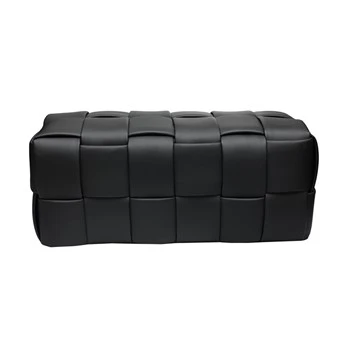 Otomana de almacenamiento de cuero para el hogar, negro