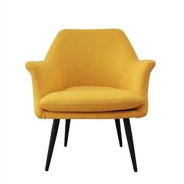 Silla decorativa de tela Mid-Century con patas de madera de caucho
