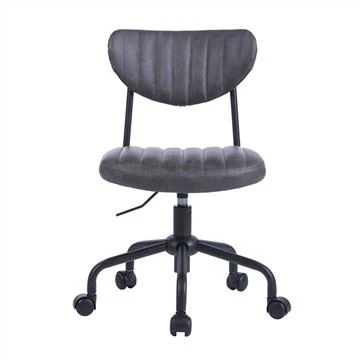 Silla de oficina giratoria sin brazos con respaldo bajo de cuero PU