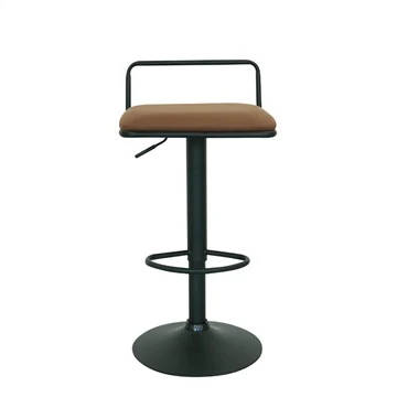 Taburete de bar ajustable en altura, asiento cuadrado, silla de barra giratoria de PU de metal
