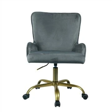 Silla de oficina de terciopelo con patas de metal dorado (gris)