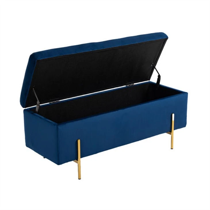 Funda de tela de terciopelo azul otomana de almacenamiento