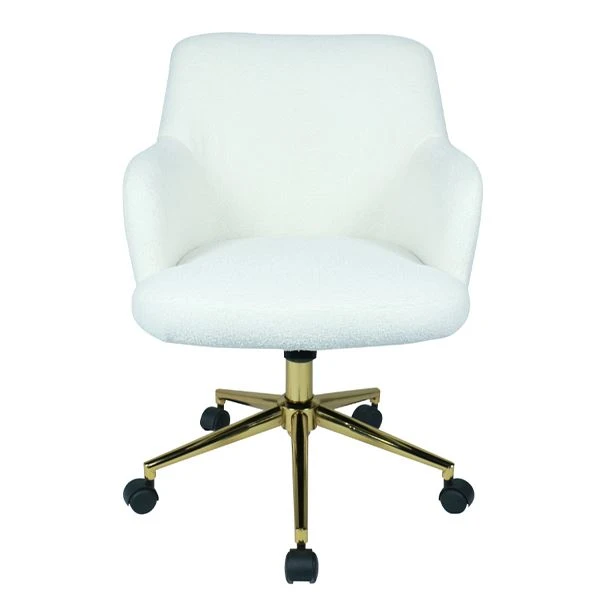 Silla Home Office Con Reposabrazos Tejido Cachemir Blanco