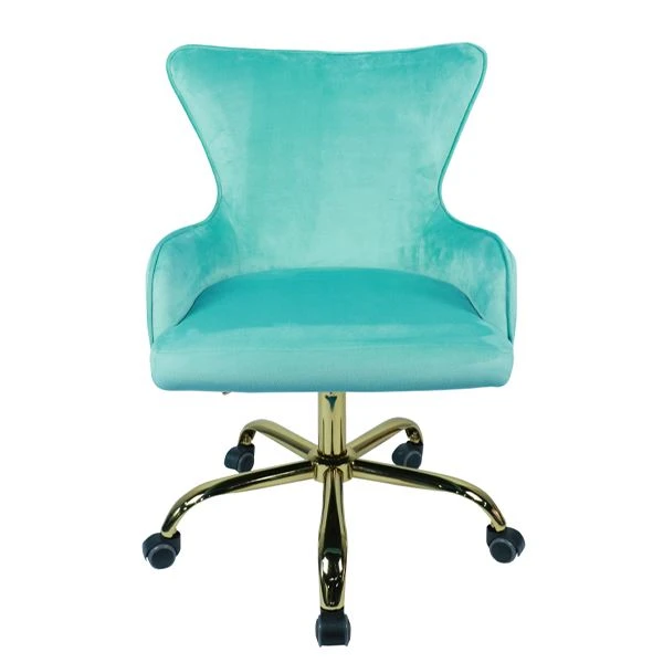 Silla de trabajo giratoria ajustable azul claro con respaldo medio