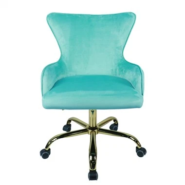Silla de trabajo giratoria ajustable azul claro con respaldo medio
