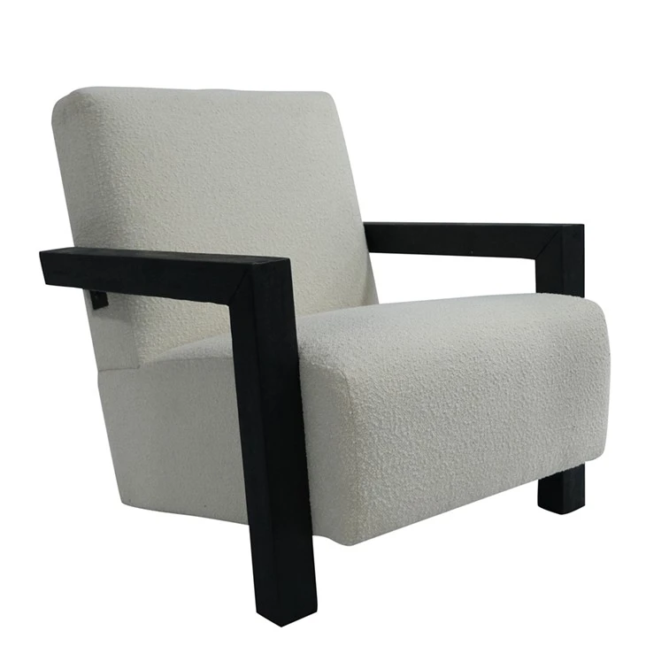 Sillón con estructura de madera|Silla decorativa de tela moderna ISLABELLE