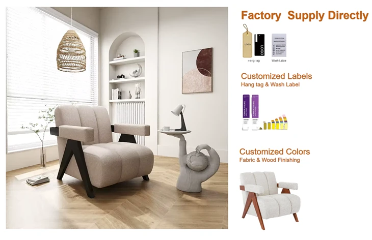 Silla decorativa tapizada moderna con marco de madera, sillón de tela para sala de estar, balcón, salón personalizable