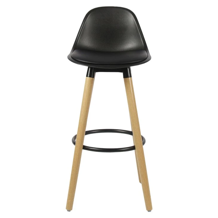Taburete de bar económico con asiento de PP y cojín.